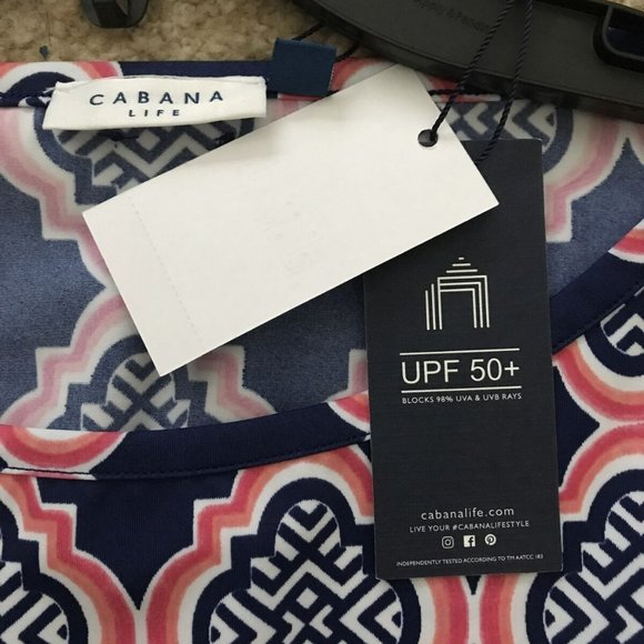 CABANA LIFE Upf 50 Geo Cabana Cover-up Shift Dress M - Picture 6 of 8